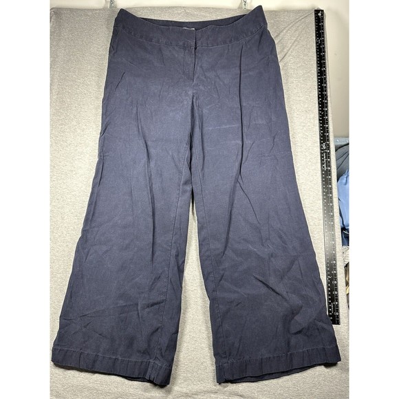J. Jill Pants Cropped Black Blue‎ Stretch Cotton Side Zip Petite Sz 16P - Picture 1 of 7